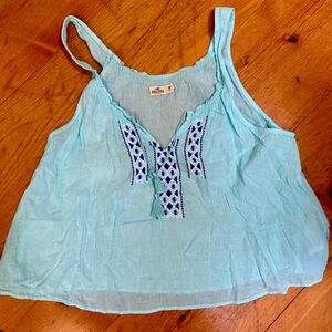 Hollister Light Blue Embroidered Tank Top - m